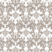 Naklejki Vector Baroque Vintage floral Damask pattern. Luxury Classic ornament, Royal Victorian texture for wallpapers, textile, fabric. Brown color