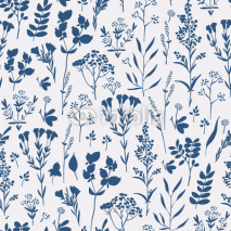 Fototapety Seamless hand-drawn floral pattern with herbs