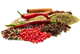 Naklejki Powder spices  in white table background