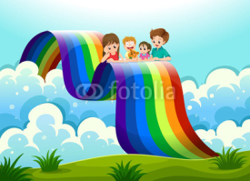 Naklejki A family above the rainbow