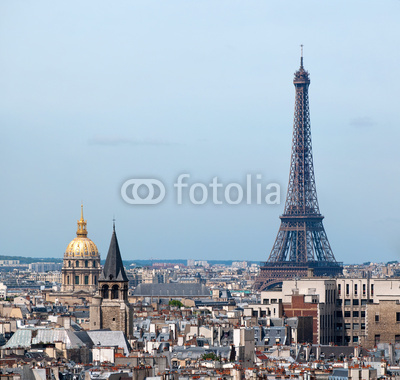 View of Paris from Notre Dame. Eiffel tower. France