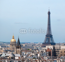 Naklejki View of Paris from Notre Dame. Eiffel tower. France