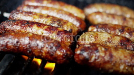 Fototapety Fresh Organic Flame Grilled Sausages Healthy Dining Choice Barbecue Flavor