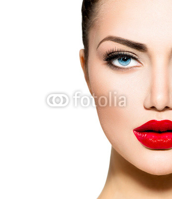 Beauty Portrait. Professional Makeup for Brunette with Blue eyes