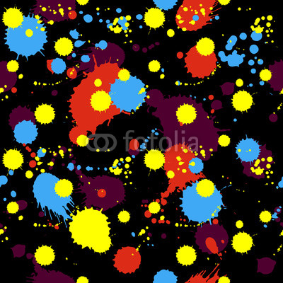 Seamless pattern with colorful splashes, blobs and stains