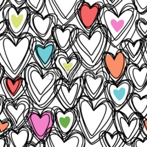 Naklejki Seamless pattern with doodle hearts