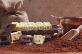 Naklejki cioccolato e cacao composizione su tavolo