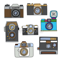 Fototapety Set of vintage cartoon cameras
