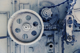 Naklejki vintage machine mechanism at factory