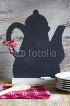 Obrazy i plakaty Abstract food background menu with kettle blackboard