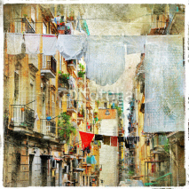 Naklejki Napoli - traditional old italian streets, artistic picture in pa