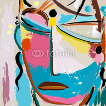 abstract background with paint strokes and splashes, face or mas
