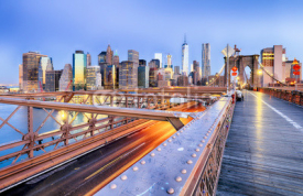 Naklejki New York City with brooklyn bridge, Lower Manhattan, USA
