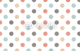 Naklejki Watercolor gray, pink, beige and blue polka dot background.