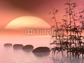 Fototapety Asian steps to the sun - 3D render