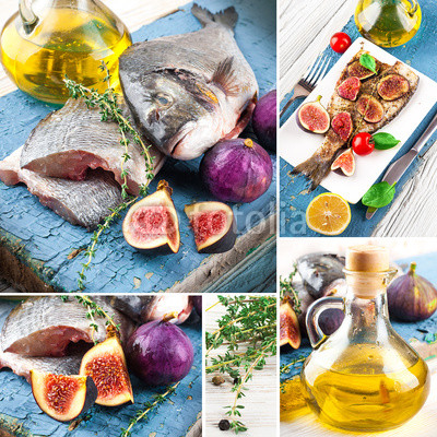 Dorado fish with lemon and figs, Mediterranean cuisine