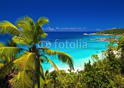 Dream seascape view, Seychelles, La Digue island