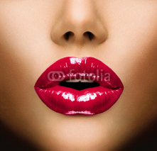 Obrazy i plakaty Sexy Lips. Beautiful Make-up Closeup. Kiss