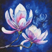 Naklejki Magnolia acrylic painted