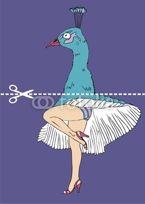 Marilyn Monroe legs and peacock head