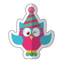 Naklejki owl with party hat vector illustration design
