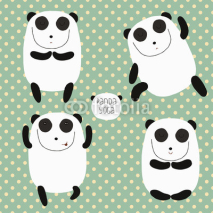 Obrazy i plakaty Cheerful set with cartoon panda. Panda does yoga.