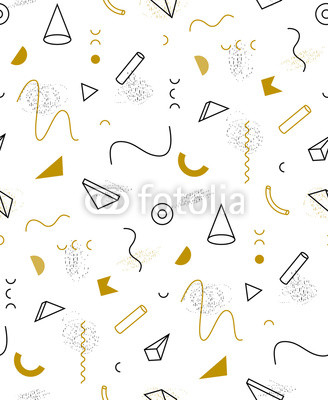 Geometric gold pattern for fashion and wallpaper. Memphis style for fashion.
