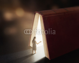 Fototapety Glowing book with woman.