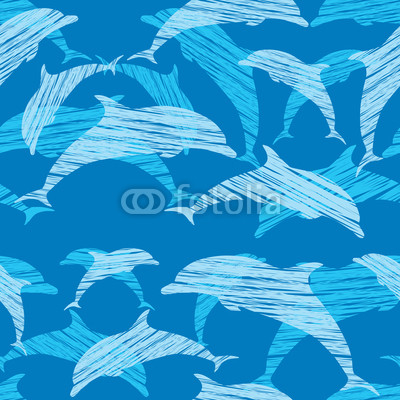 seamless pattern with dolphins