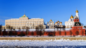 the architectural ensemble of the Moscow Kremlin on a frosty win