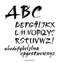 Fototapety Vector Acrylic Brush Style Hand Drawn Alphabet Font