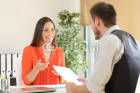 Woman talking in a job interview