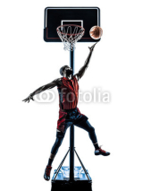 Naklejki african man basketball player jumping throwing silhouette