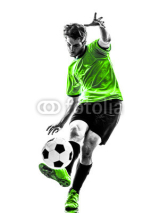 Naklejki soccer football player young man kicking silhouette