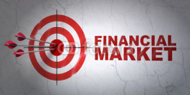 Money concept: target and Financial Market on wall background