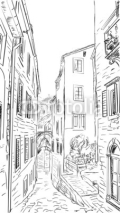 Street in Roma - sketch  illustration