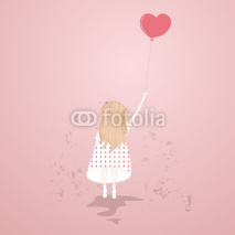 Naklejki Vector illustration of a sweet girl with a balloon