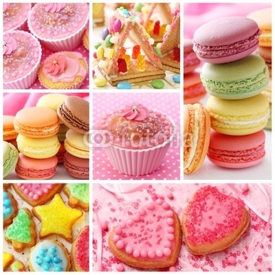 Colorful cakes collage