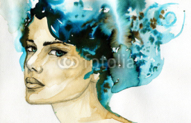 Obrazy i plakaty abstract watercolor illustration depicting a portrait of a woman