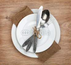 Naklejki Empty plate and silverware set