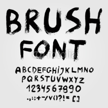 Fototapety Hand drawn brush font alphabet. Vector illustration.
