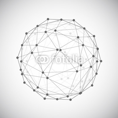 Low poly design element, Cybernetic shape with grid and transparent lines and dots mesh. Vector illustration