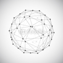 Fototapety Low poly design element, Cybernetic shape with grid and transparent lines and dots mesh. Vector illustration