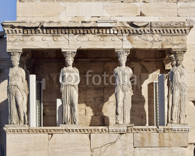 Caryatids ancient statues, erechteion temple, Athens Greece