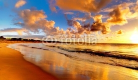 beautiful sunset on the  beach