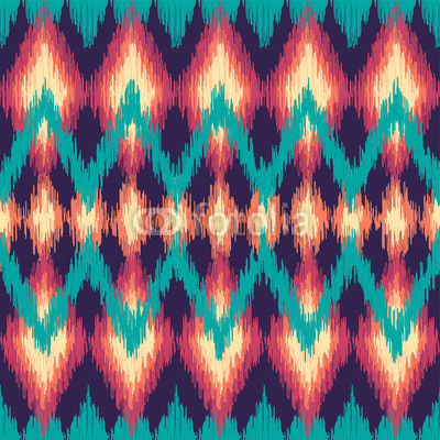 Vector colorful seamless ikat ethnic pattern. Zigzag graphic elements.
