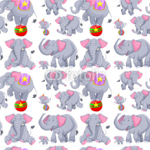 Naklejki Seamless background with gray elephants