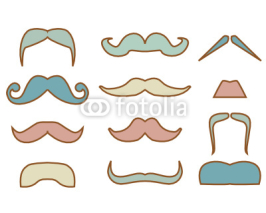 Naklejki colored mustaches isolated over white background