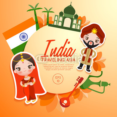 Traveling Asia : India Tourist Attractions : Vector Illustration