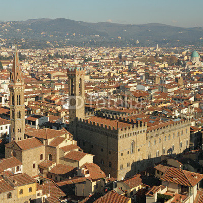 Fantastic view of Florence with Badia Fiorentina and Bargello